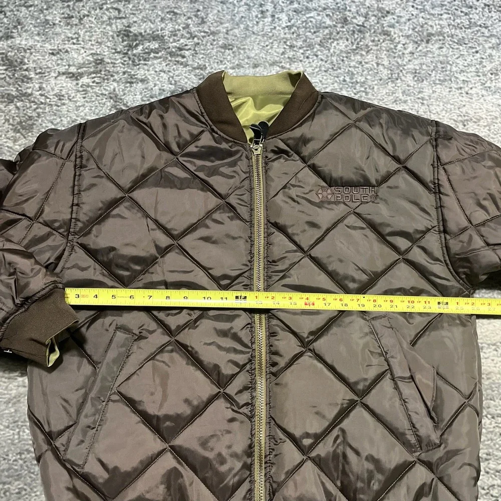 NWT‎ Vintage Southpole Bomber Jacket Reversible Mens XL Green Brown Y2K